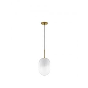 Nova Luce Chrysi - hanglamp - Ø 18 x 120 cm - messing goud en wit