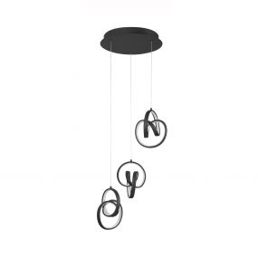 Nova Luce Rings - hanglamp - Ø 34 x 120 cm - 43W dimbare LED incl. - zand zwart