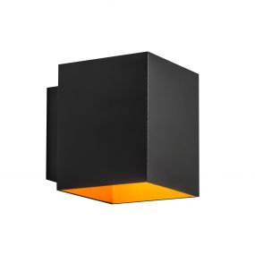 Zuma Line Sola WL Square - wandverlichting - 10 x 8 x 10 cm - zwart en goud