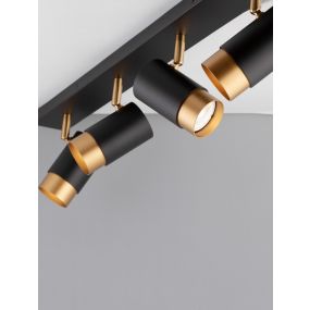 Nova Luce Pogno - opbouwspot 4L - 80 x 6 x 12,5 cm - zandzwart en goud