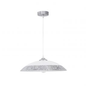 Nova Luce Benito - hanglamp - Ø 40 x 120 cm - wit en zilver