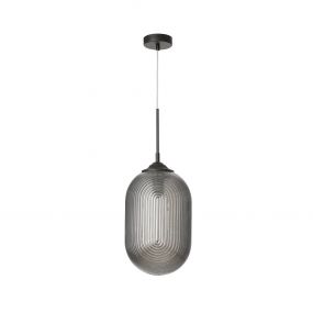 Nova Luce Athena - hanglamp - Ø 22,5 x 120 cm - rokerig grijs en mat zwart