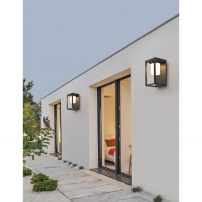 Nova Luce Loveto - buiten wandverlichting met sensor op zonne-energie en schakelaar - 14,5 x 16,2 x 24 cm - 1,5W dimbare LED incl. - IP65 - antraciet