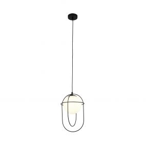 Searchlight Axis - hanglamp - Ø 23 x 133,5 cm - zwart en opaal wit