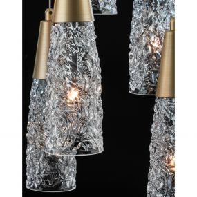 Nova Luce Kovac - hanglamp - Ø 35 x 180 cm - geborsteld goud en transparant