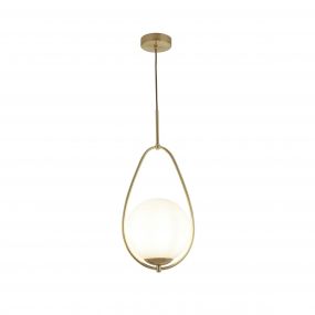Searchlight Avalon - hanglamp - Ø 23 x 150 cm - wit en goud