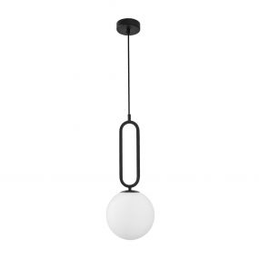 Nova Luce Grus - hanglamp - Ø 20 x 120 cm - mat zwart en opaal 