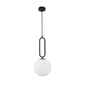 Nova Luce Grus - hanglamp - Ø 25 x 120 cm - mat zwart en opaal