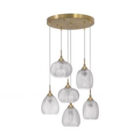Nova Luce Vario - hanglamp - Ø 50 x 120 cm - satijn goud en transparant