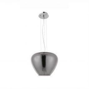 Nova Luce Nala - hanglamp - Ø 30 x 120 cm - gerookt glas en chroom