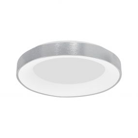 Nova Luce Rando Thin - plafondverlichting - Ø 60 x 9 cm - 50W dimbare LED incl. - geborsteld zilver