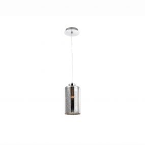 Nova Luce Blake - hanglamp - Ø 12 x 120 cm - chroom en gerookt glas