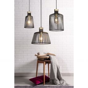 Searchlight Bird Cage - hanglamp - Ø 30 x 150 cm - mat zwart