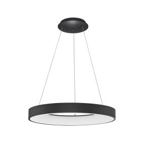 Nova Luce Rando Thin - hanglamp - Ø 60 x 120 cm - 50W dimbare LED incl. - zand zwart - warm witte lichtkleur