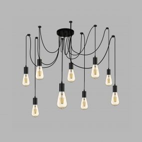 Searchlight Squiggle - hanglamp - Ø 20 x 202,5 cm - mat zwart