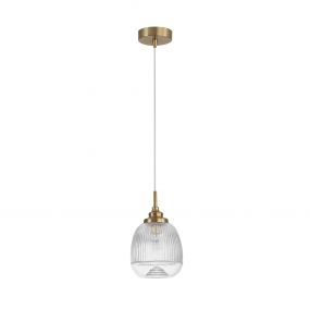 Nova Luce Mond - hanglamp - Ø 15 x 120 cm - satijn goud en transparant