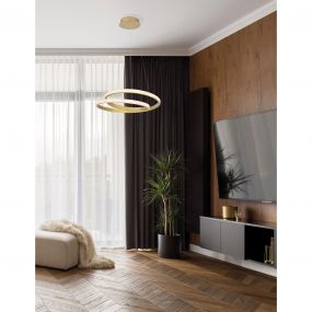 Nova Luce Grania - hanglamp - Ø 55 x 120 cm - 25W dimbare LED incl. - mat goud