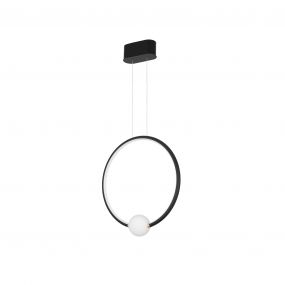 Nova Luce Celia - hanglamp met afstandsbediening - 43 x 10 x 120 cm - 25,6W dimbare LED incl. - zwart en opaal