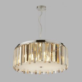 Searchlight Clarissa - hanglamp - Ø 60 x 150 cm - amber en chroom