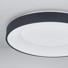 Nova Luce Rando Smart - plafondverlichting - Ø 60 x 9 cm - 50W dimbare LED incl. - Tuya - zand zwart