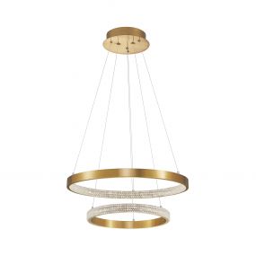 Nova Luce Preston - hanglamp - Ø 60 x 120 cm - 60W dimbare LED incl. - antiek goud messing