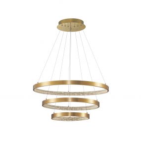 Nova Luce Preston - hanglamp - Ø 80 x 150 cm - 112W dimbare LED incl. - antiek goud messing