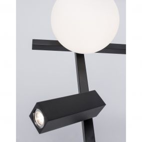 Nova Luce Joline - tafellamp - 26 x 13,5 x 55 cm - 6W + 3W LED incl. - zand zwart en opaal wit