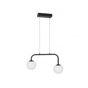 Nova Luce Joline - hanglamp - 35 x 12,5 x 115 cm - 16W LED incl. - zand zwart en opaal wit