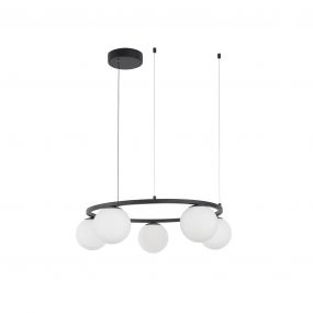 Nova Luce Joline - hanglamp - Ø 50 x 155 cm - 40W LED incl. - zand zwart en opaal wit