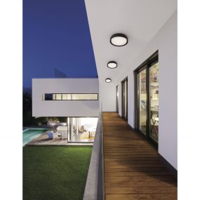 Nova Luce Oliver - buiten plafondverlichting - Ø 27 x 7 cm - 20W LED incl. - IP65 - zandzwart