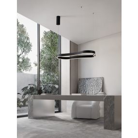 Nova Luce Dussa - hanglamp - 45 x 150 x 90 cm - 52W dimbare LED incl. - zandzwart