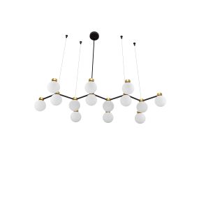 Nova Luce Ovalino - hanglamp - 107 x 157 x 47 cm - satijn goud, mat zwart en wit opaal