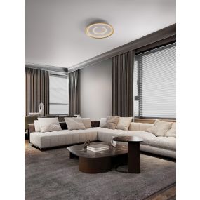 Nova Luce Figin - plafondlamp met afstandsbediening - Ø 50 x 6,5 cm - 40W dimbare LED incl. - zandgoud
