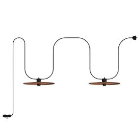 Creative Cables Eiva Ellepì - draagbare lichtslinger -  5,6 meter totale lengte - 2 x E27 fitting met siliconen kabelhouder - IP65 - zwart & koper