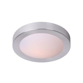 Lucide Fresh 2 - plafondverlichting - Ø 35 x 10 cm - IP44 - geborsteld aluminium
