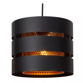 Lucide Rosas - hanglamp - Ø 26 x 152 cm - zwart en messing