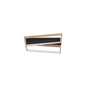 Nova Luce Elize - plafondlamp - 43,2 x 35 x 8 cm - 28W dimbaar LED incl. - zwart en goud
