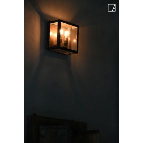 Authentage Vitrine Petite 2L - buitenwandverlichting 2L - 15 x 7,5 x 15 cm - IP43 - brons