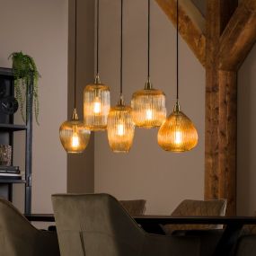 Vico Stripe glass - hanglamp - 20 x 120 x 150 cm - goud
