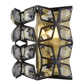 Searchlight Iris - wandlamp - 19 x 18 cm - zwart en satijn messing