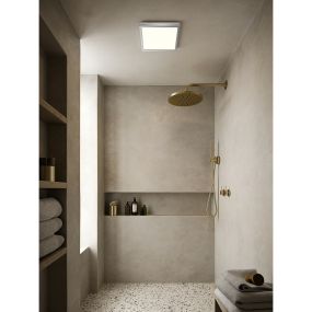 Nordlux Oja - badkamer plafondverlichting - 30 x 30 x 2,5 cm - 3 stappen Moodmaker SceneSelect functie - 14,5W LED incl. - IP54 - chroom/wit
