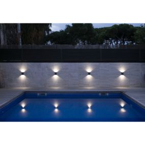 Faro Ling - wandverlichting - 9,2 x 7,1 x 15,7 cm - 6W LED incl. - IP54 - donkergrijs