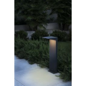 Faro Soleil - tuinpaal op zonne-energie met bewegingsmelder - 16,5 x 14 x 51 cm - 2W LED incl. - IP54 - donkergrijs