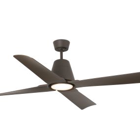 Faro Typhoon - plafondventilator met licht en afstandsbediening - Ø 130 cm - 16W LED incl. - IP44 - bruin