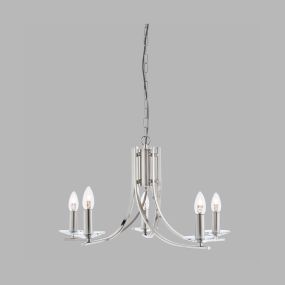 Searchlight Ascona - luster - Ø 62 x 90 cm - satijn zilver