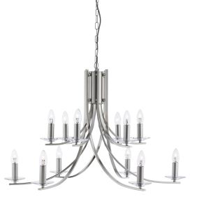 Searchlight Ascona - luster - Ø 88 x 262 cm - satijn zilver
