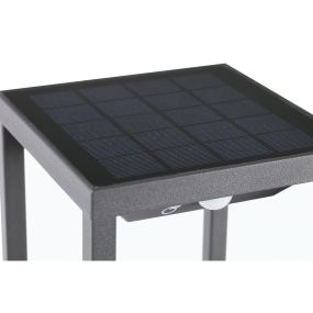 Faro Saura - tuinpaal op zonne-energie met bewegingsmelder - 14 x 11,5 x 50 cm - 2W LED incl. - IP54 - donkergrijs