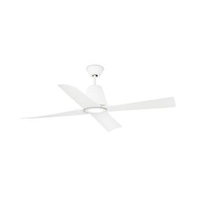 Faro Typhoon - plafondventilator met licht en afstandsbediening - Ø 130 cm - 16W LED incl. - IP44 - wit