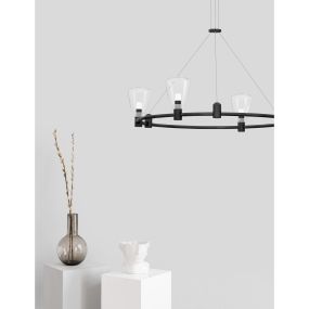 Nova Luce Dion - magnetische cirkelvormige structuur - Ø 60 x 120 cm - 60W LED incl. - zandzwart