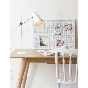 Artdelight Obscur - tafellamp - 22 x 69 cm - wit en chroom